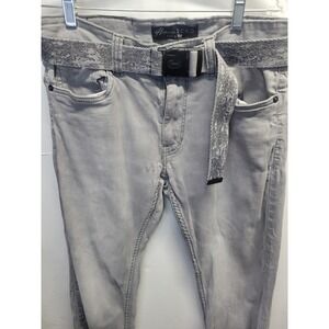 Y2K Marc Ecko Cut & Sew Gray Skinny Jeans with Webbed Belt 30x30